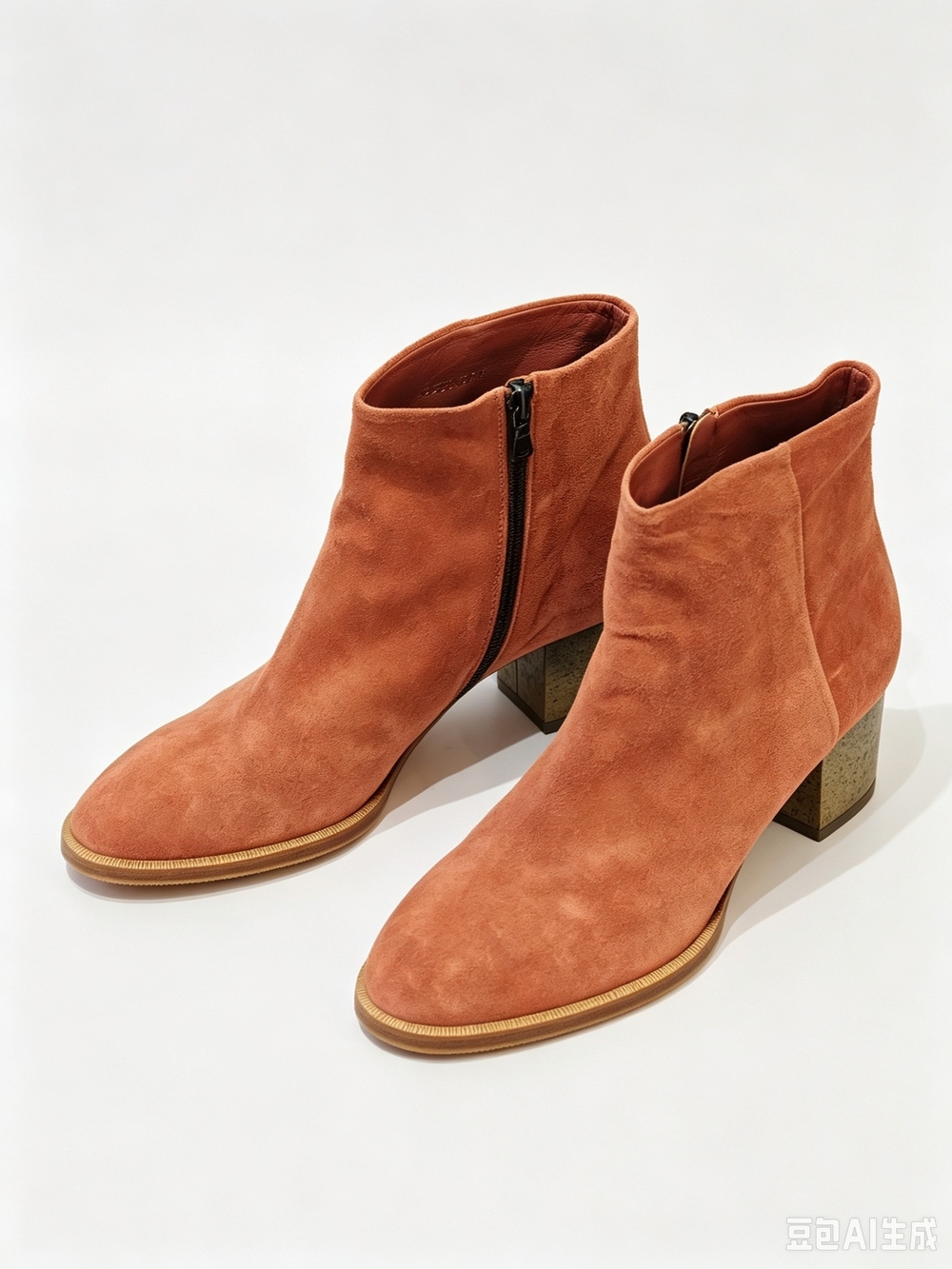Dries Van Noten Coral Suede Ankle Booties with Block Heel